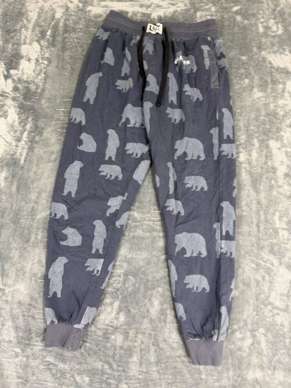 Lazy One Mens Blue Bear Print Joggers Lounge Pants M